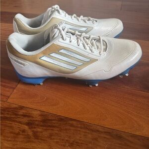 Adidas Men's White and Gold golf Cleats